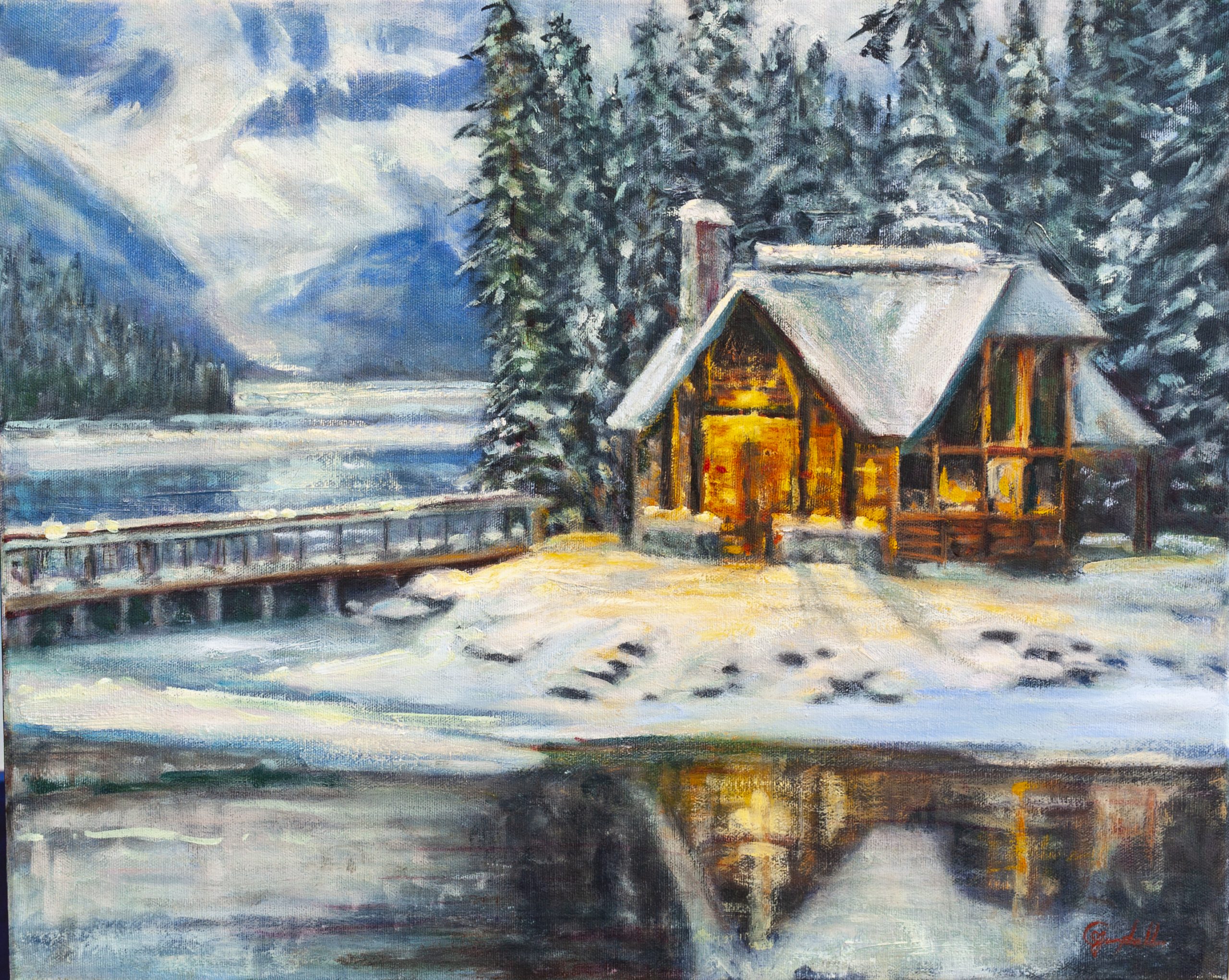 Cabin Light at Emerald 20x16 Oil on canvas by CJ Campbell