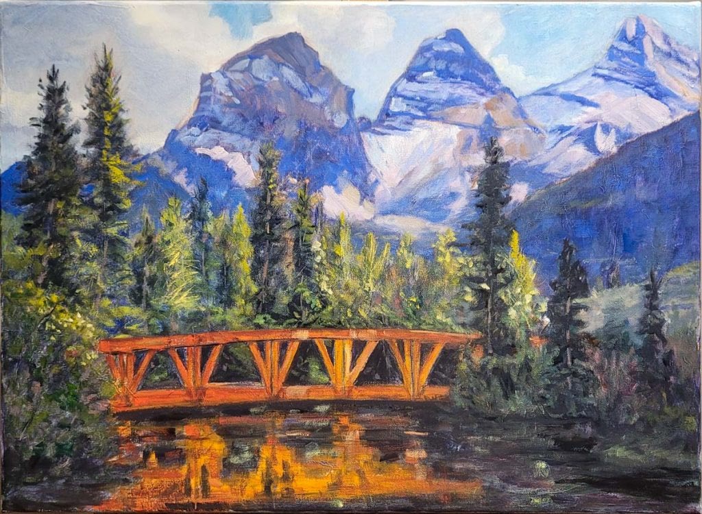 ORIGINAL Bridge to adventure 18×24" Oil on Canvas